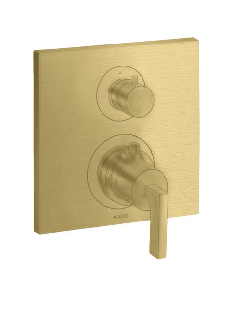 AXOR-HG-AXOR-Citterio-Thermostat-Unterputz-mit-Absperrventil-und-Hebelgriff-Brushed-Brass-39700950 gallery number 1